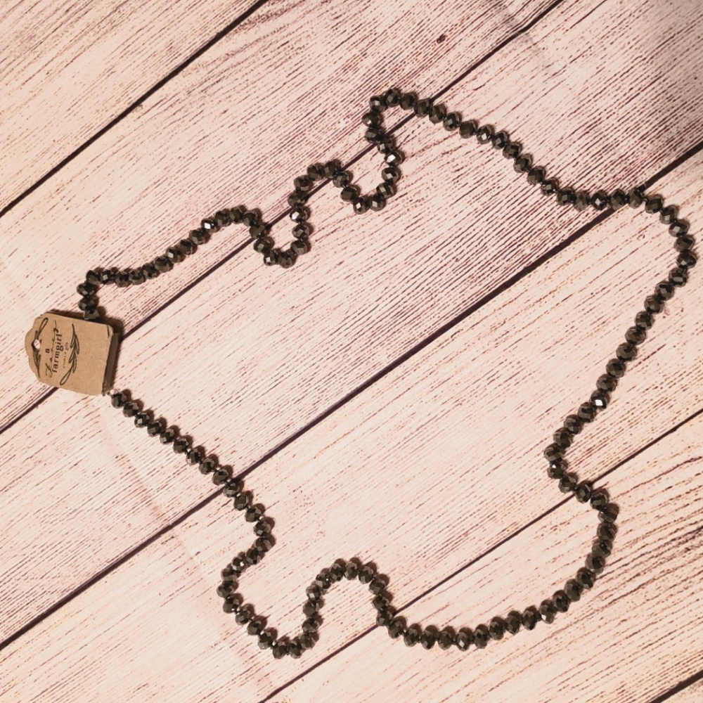 38" dark gray necklace
